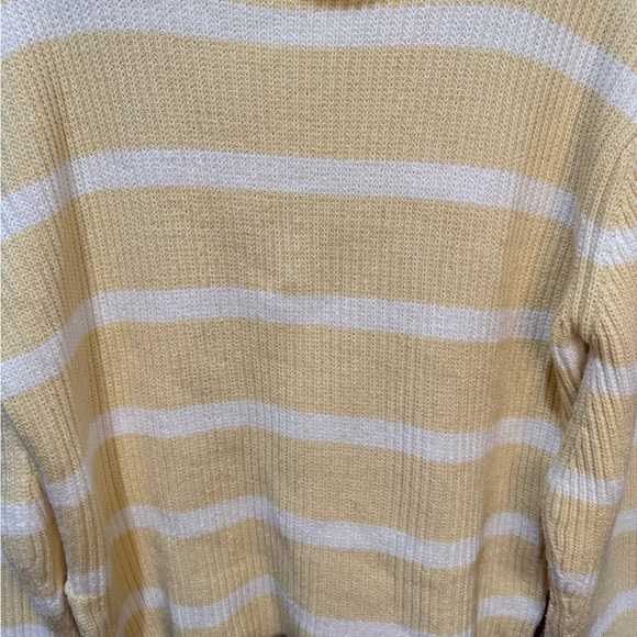 Moussy mock neck sweater cotton blend yellow white striped OS‎ - Picture 3 of 6